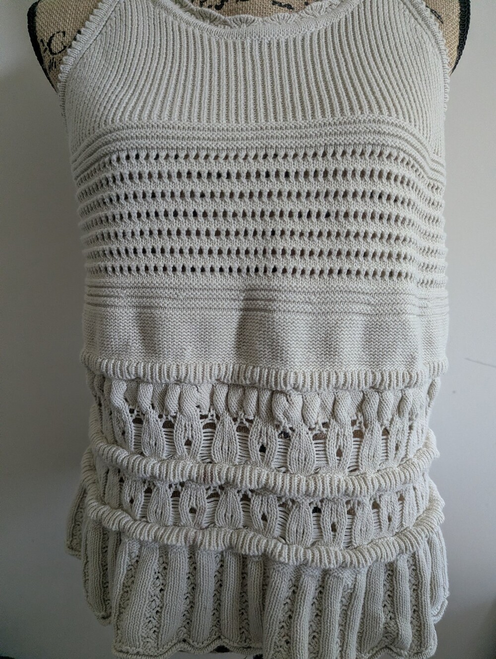 LOFT Textured Pointelle Swingy Sweater Tank Top XL - Picture 3 of 7